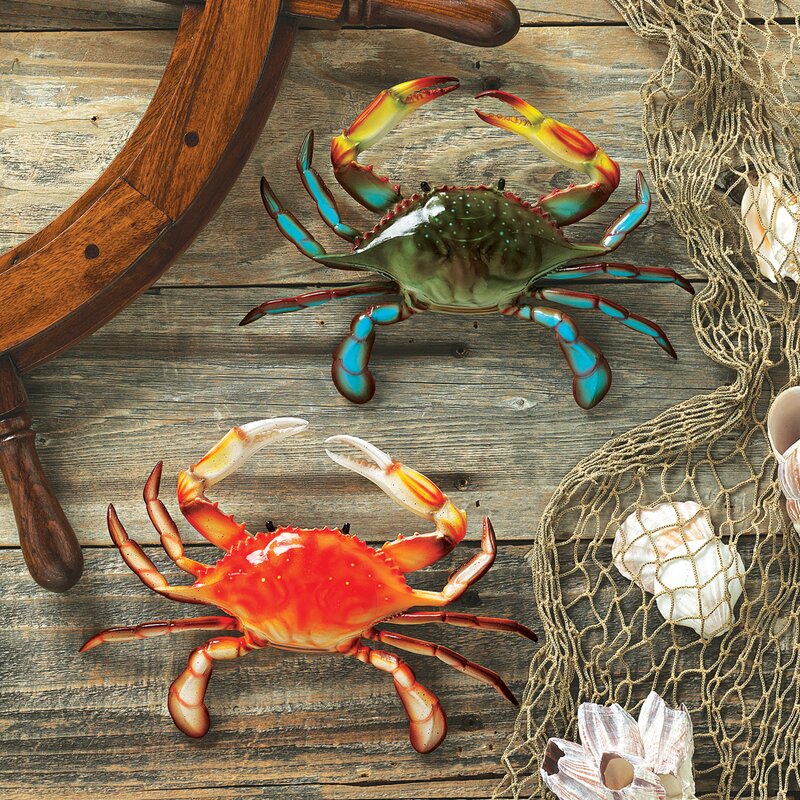 2-piece topical crabs nautical wall decor