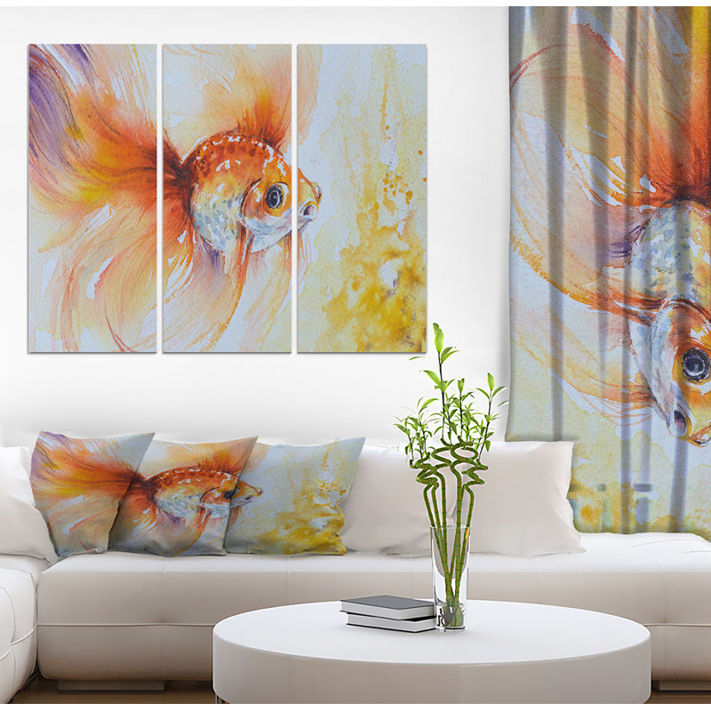 East Urban Home Orange Goldfish In Water Oil Painting Print