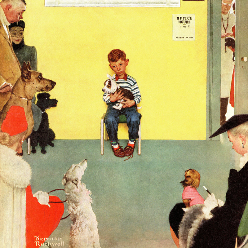 'At The Vets' by Norman Rockwell Painting Print on Wrapped Canvas