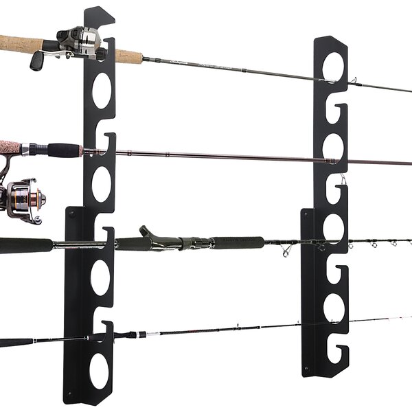 2 Pairs Store 6 Rods or Fishing Rod Combos in 13.6 Inches Great Fishing Pole Holder for Garage，Vertical 6-Rod Rack Calamus Vertical Fishing Rod Holder – Wall Mounted Fishing Rod Rack 