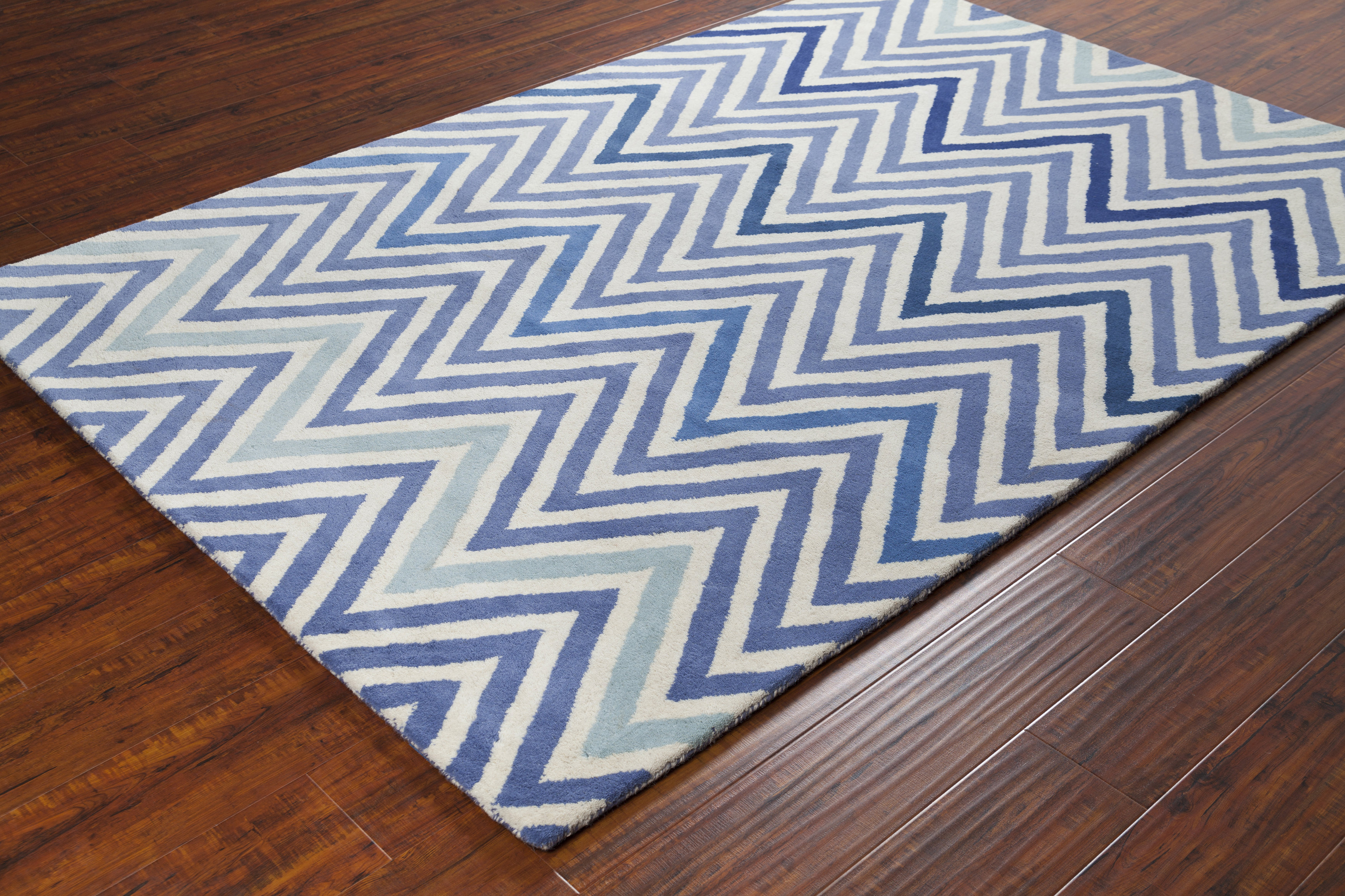 Chandra Allie Tufted Wool Blue; Cream Rug Wayfair