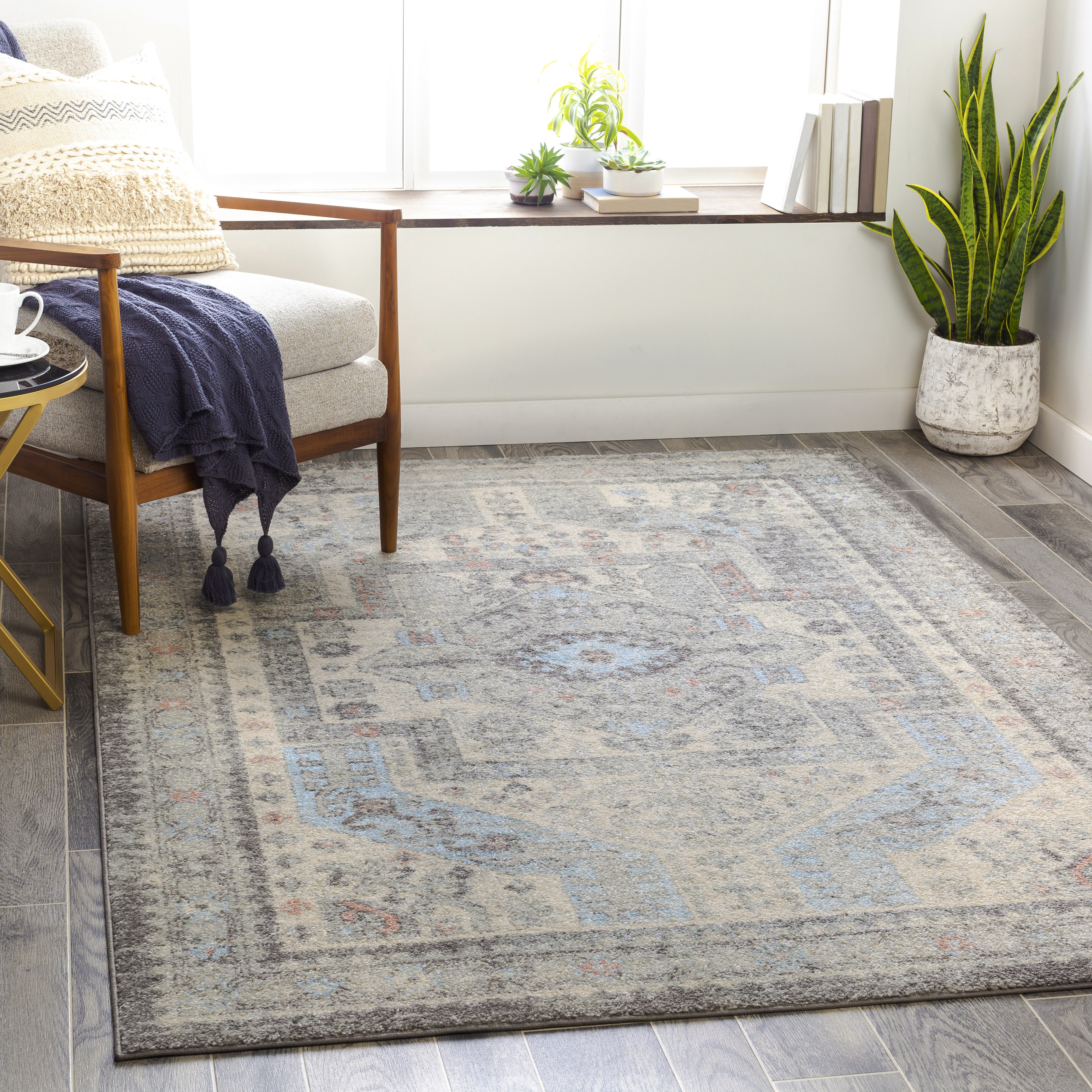World Menagerie Bilaal Oriental Medium Gray Charcoal Area Rug Wayfair