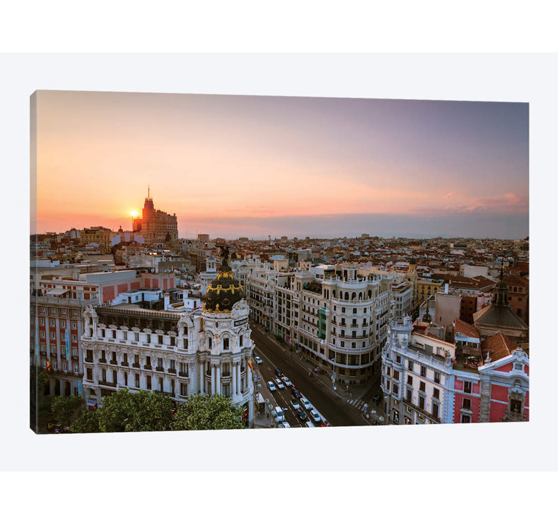 East Urban Home Sunset Over Madrid Spain By Matteo Colombo Graphic Art Print On Canvas Wayfair