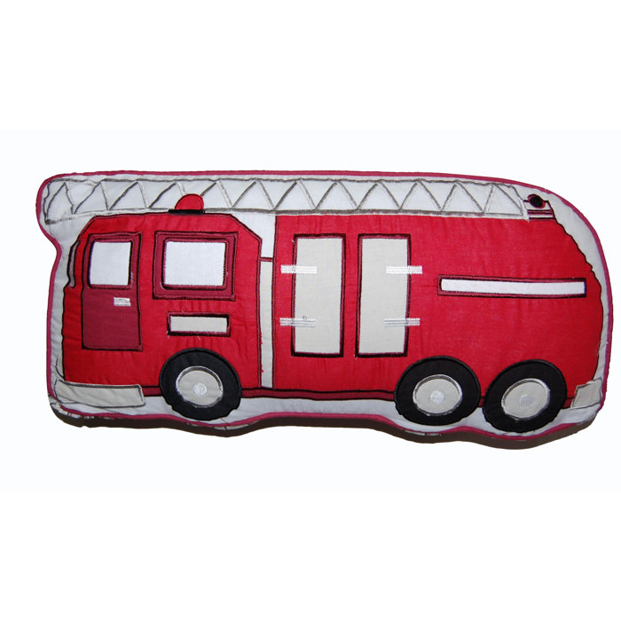 Harriet Bee Desousa Fire Truck Decorative Cotton Throw Pillow