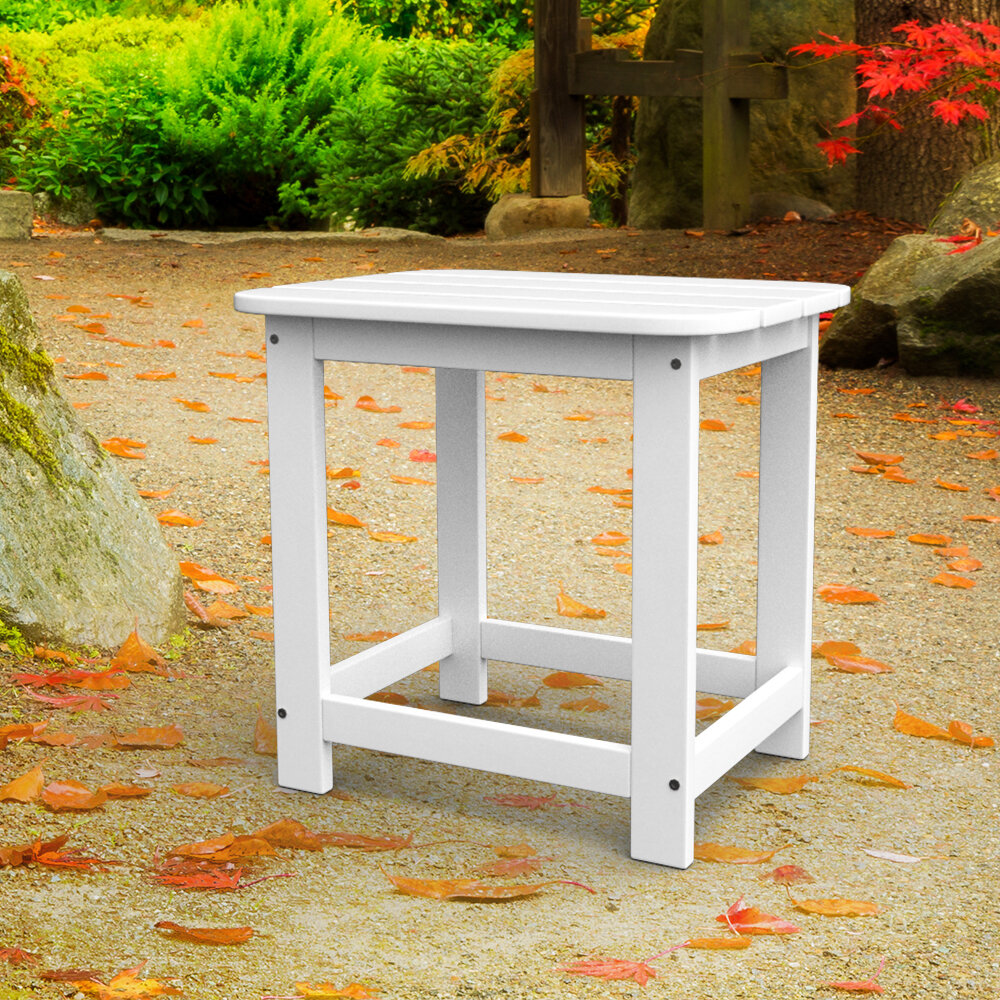Weather Resistant Patio Side Table for Small Spaces Outside Red Fully Assembled Resin TEAK HDPE Folding Outdoor Side Table