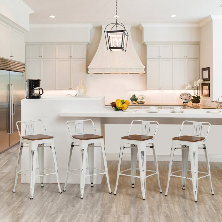 white bar stools without backs