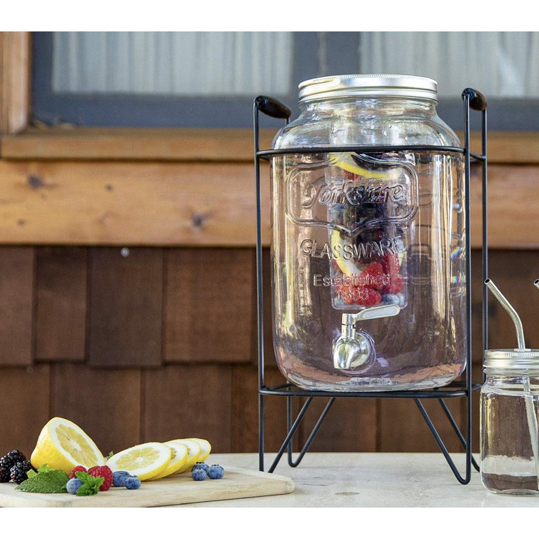Setebos 3 of Pieces Glass Drink Beverage Dispenser With Stand And 2 Mason  Jars And Stainless Steel Spigot And Fruit Infuser Beverage Dispenser Drink  ...