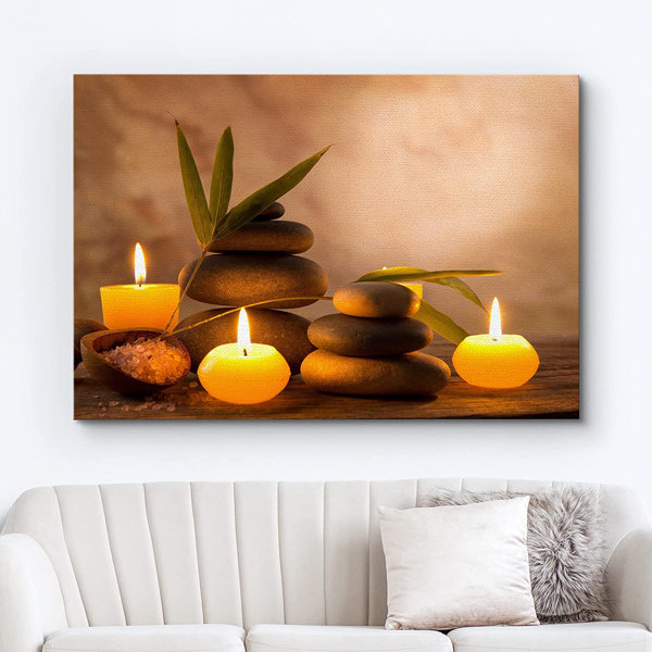 White Orchid Green Bamboo Spa 5 Pcs Canvas Wall Room Home Decorating Poster