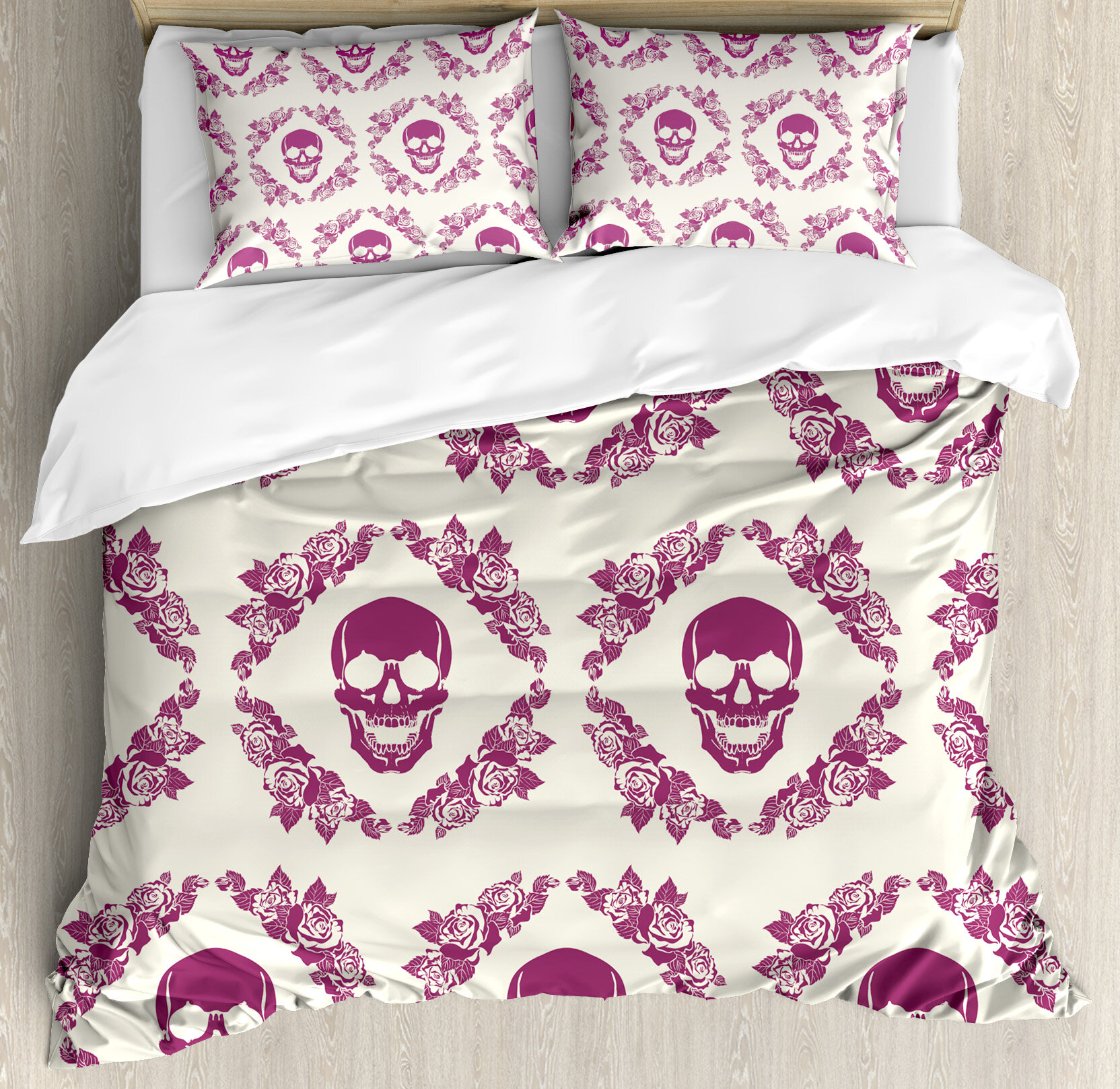 Ambesonne Skull Decorations Maroon Decorative Monochrome Calavera