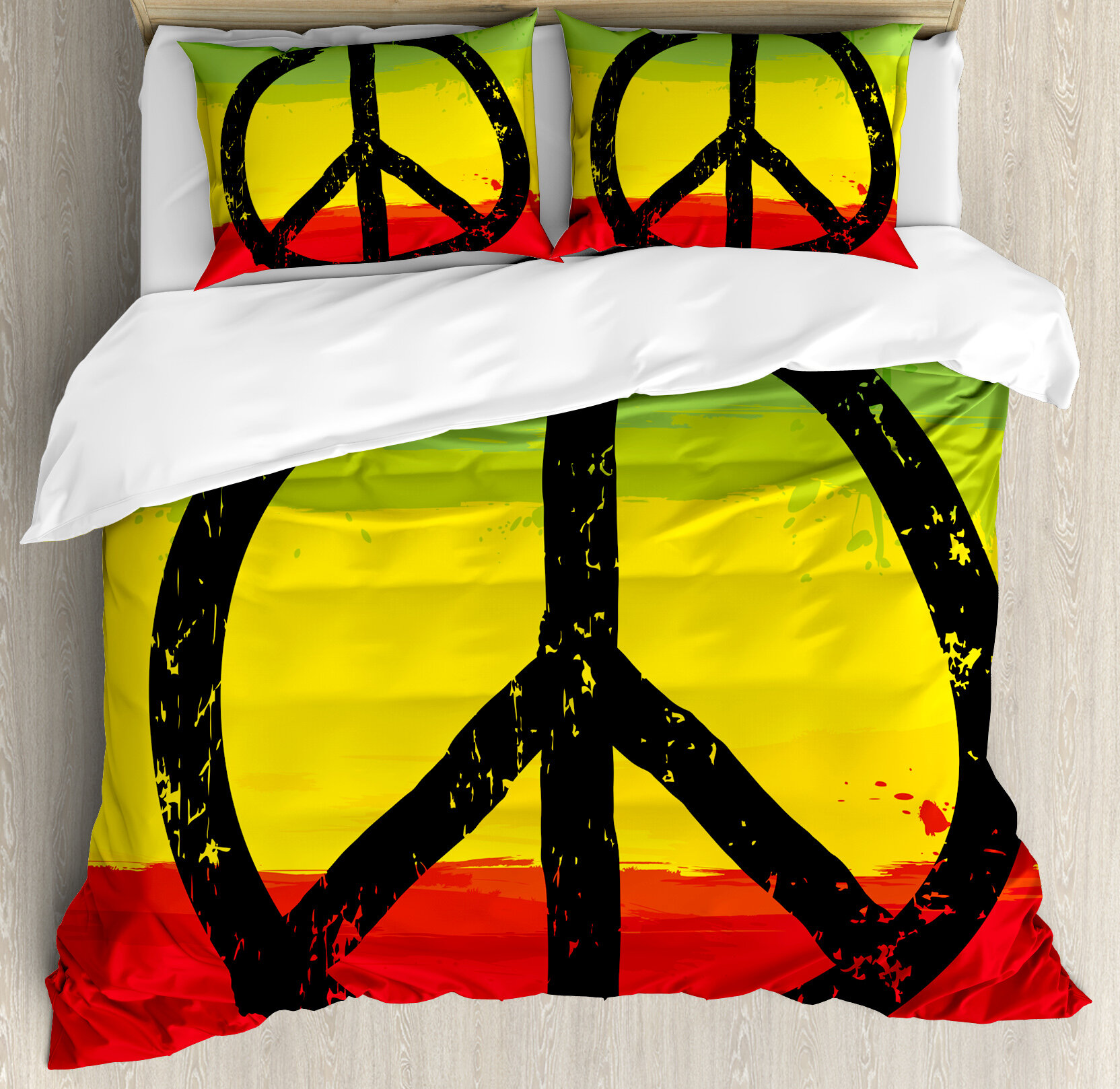 Ambesonne Rasta Grunge Style Watercolor Design African Flag Hippie