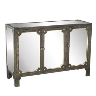 Shirley Mirrored 3 Door Accent cabinet By House of Hampton Shirley Mirrored 3 Door Accent cabinet By House of Hampton