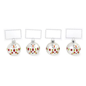 Snowmen and Place Card Holder Shaped Ornament (Set of 4)