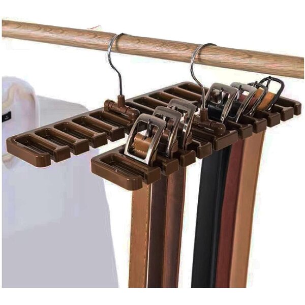 Closet Hanger/Rack-Belt/Scarf/Tie/Necklace-Chrome Metal-14 Hooks-Set/2 