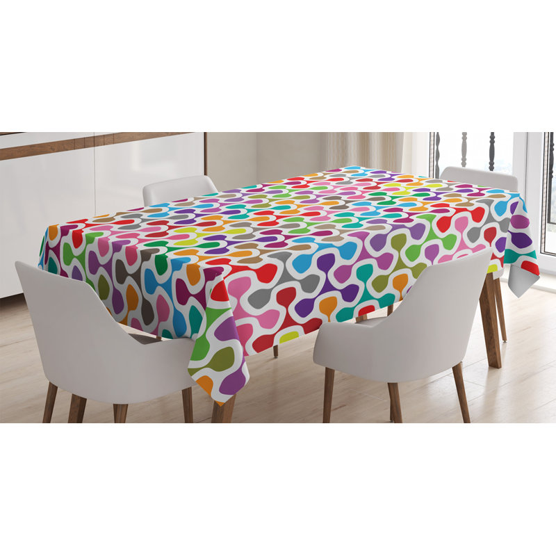 East Urban Home Ambesonne Colorful Tablecloth Colorful Patterns With Curves Geometry Cheering Creative Ornamental Design Rectangular Table Cover For Dining Room Kitchen Decor 60 X 90 Multicolor Wayfair