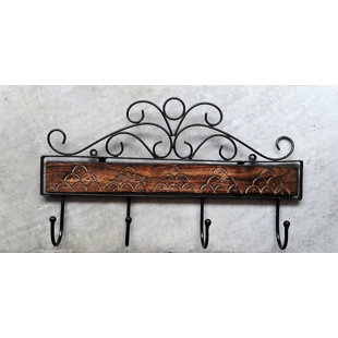 Wrought Iron Wall Coat Rack Wayfair Petrick Wooden Wrought Iron Wall Mounted Coat Rack
