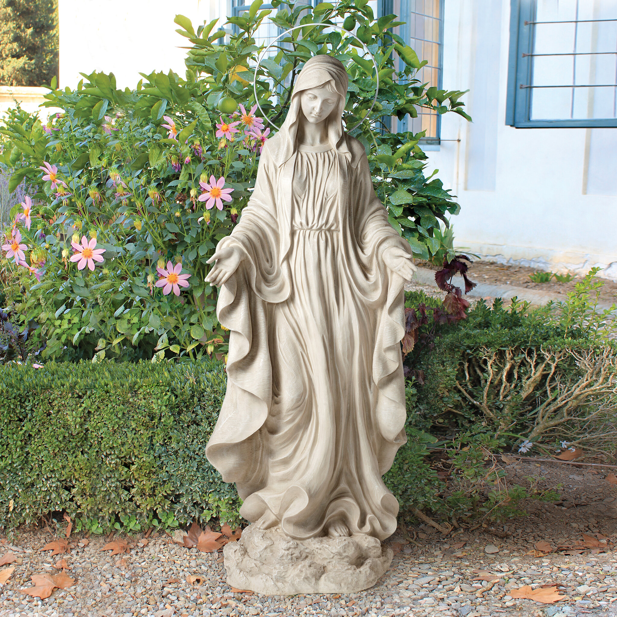 VIRGIN MARY CONCRETE STATUE BLESS MOTHER YARD ART HAND PAINTED NEW  SHIPS FREE