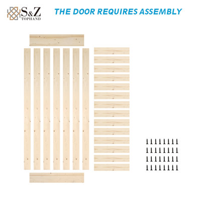 Paneled Wood/Metal Barn Door with Installation Hardware Kit 6 Colors 84" Height