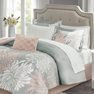 Details about   Bedsure Floral Comforter Set Queen Size Bed Grey & White Flower and Plant Print 