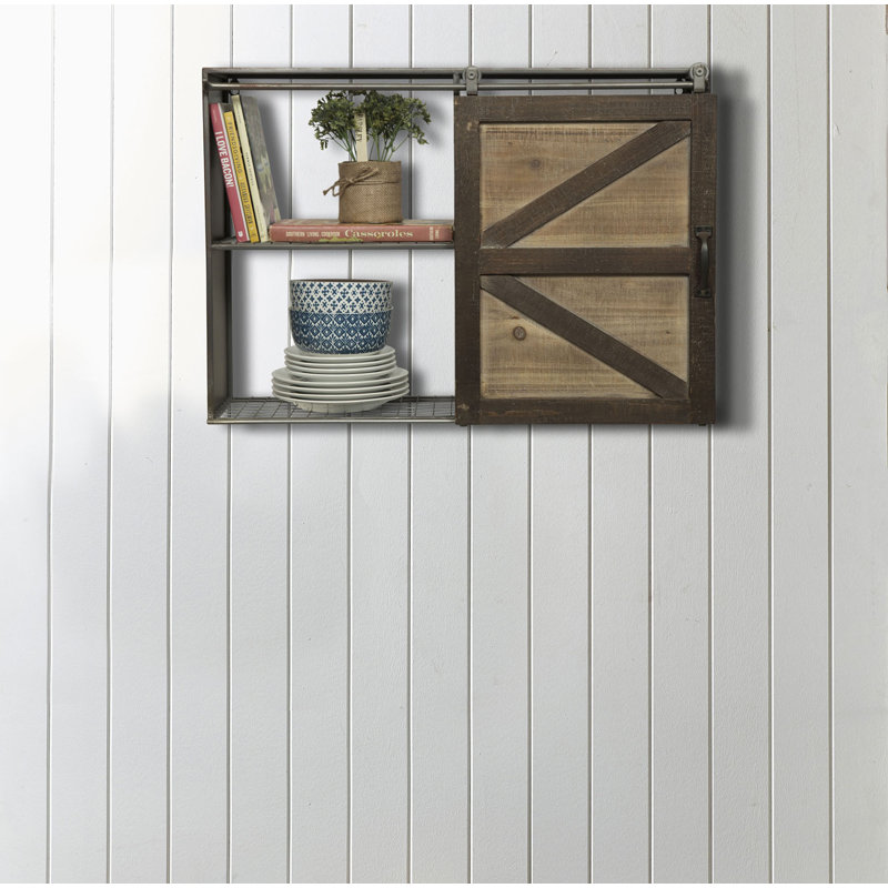 Gracie Oaks Leipzig Farmhouse Sliding Barn Door Storage Cabinet