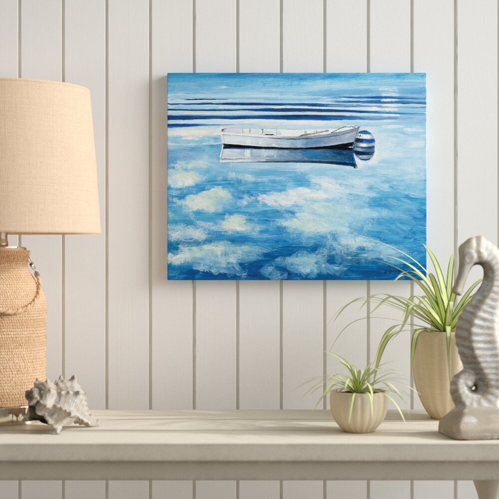 Breakwater Bay Painterly Décor Cloud And Small Boat Ocean by Gregory ...