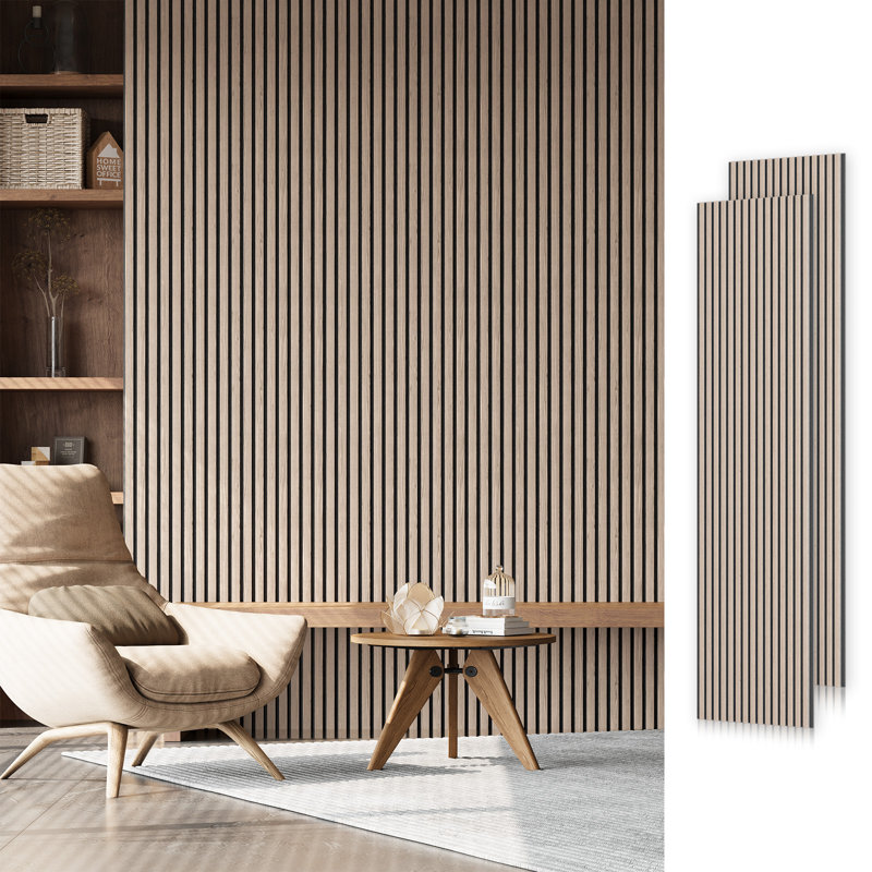 2pcs x "106 x 20.5" 3D Acoustic/Sound proof Wood Slat Wall Panels (set of 2/30.2 sq. ft.) Color: Walnut