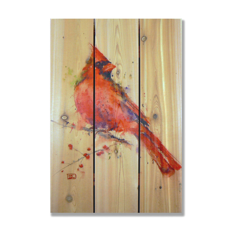 Gizaun Art Signature 1 Cardinal Cedar Painting Print On Cedar