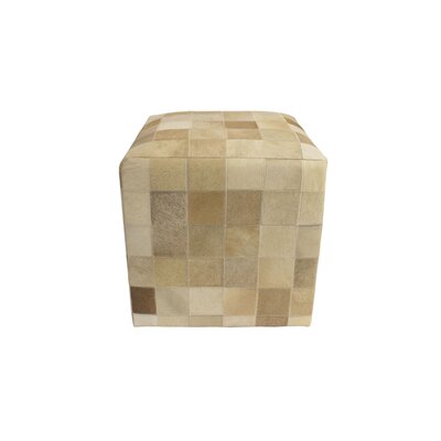 Golla 18" Wide Genuine Leather Square Geometric Pouf Ottoman