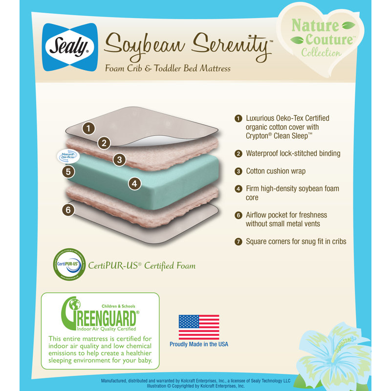 Sealy Baby Nature Couture Soybean Serenity Waterproof Standard