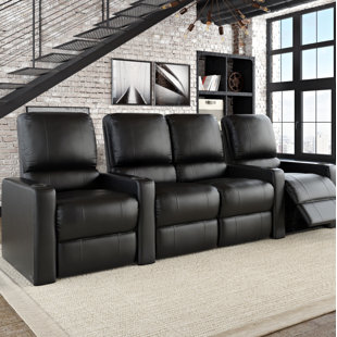 Go to store & view more images Latitude Run Premium Home Theater Row Seating with Chaise Footrest (Row of 4)