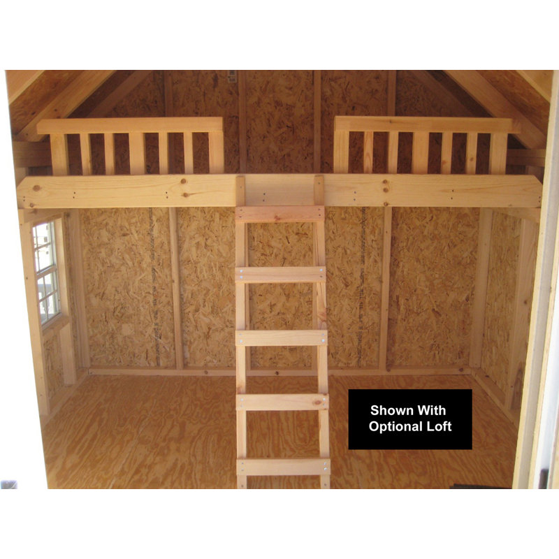 wooden playhouse with loft