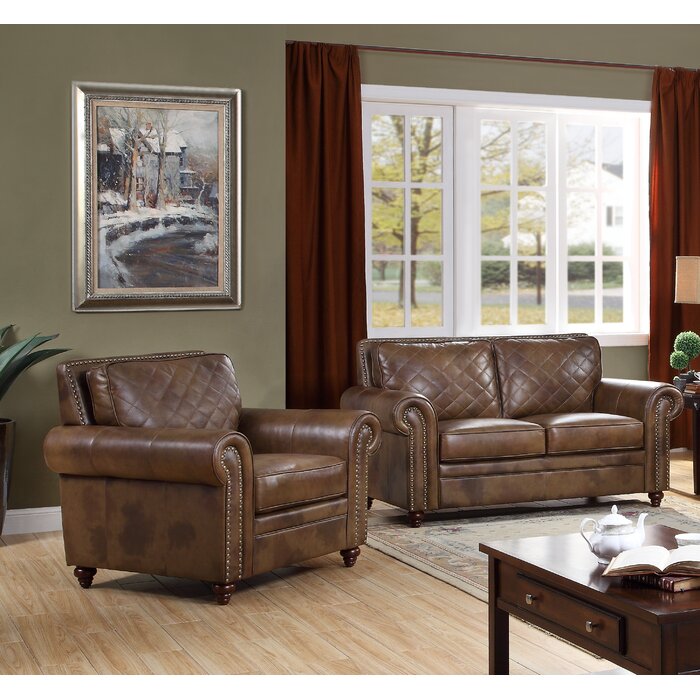Drexler 2 Piece Leather Living Room Set
