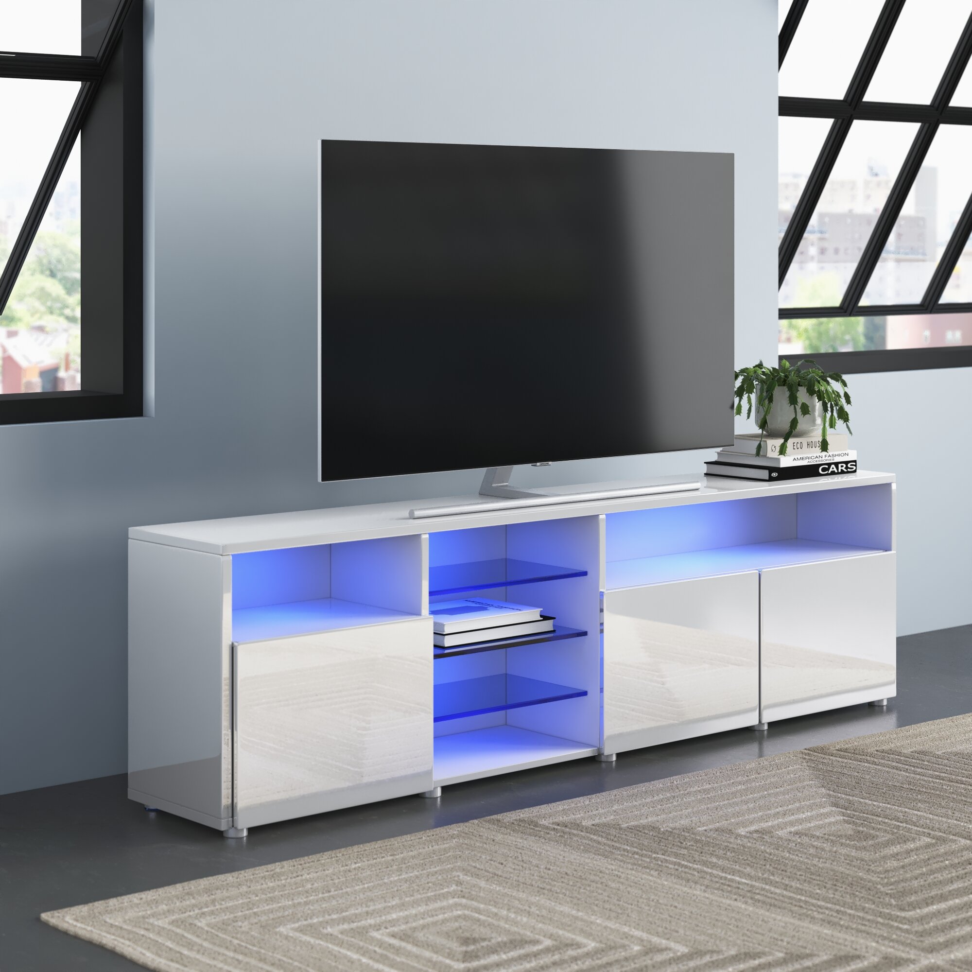 Modern Best TV STAND UNIT LOWBOARD 100cm LED High Gloss 4 COLOURS 