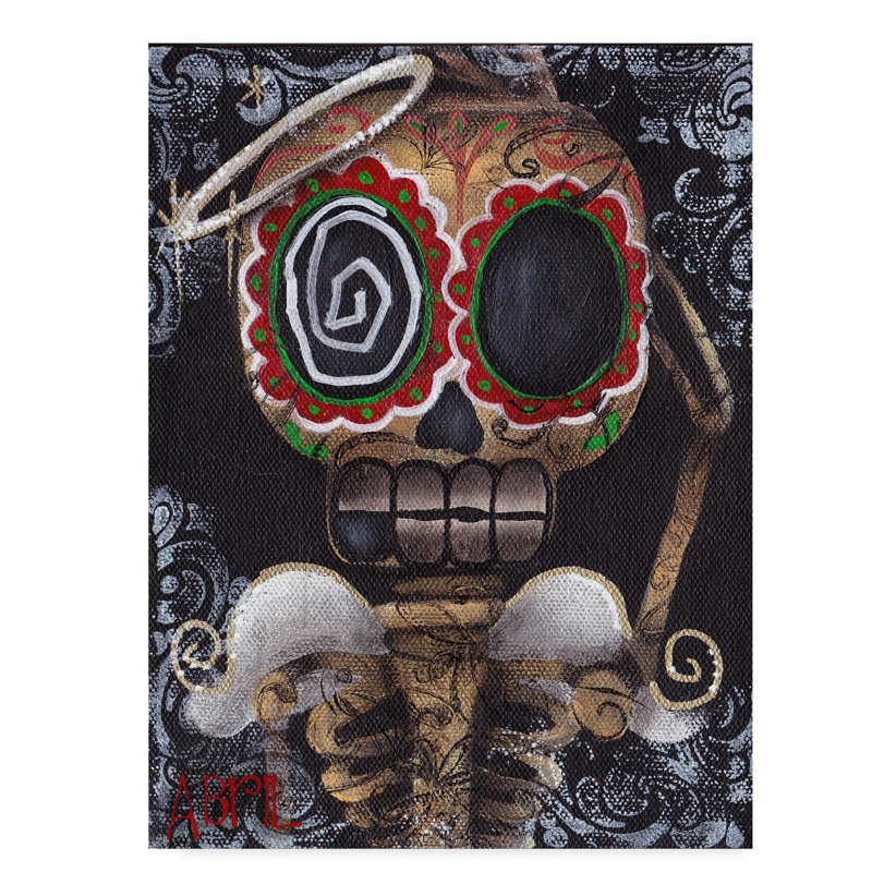 Trademark Art Guardian Angel Skull Acrylic Painting Print On Wrapped Canvas Wayfair