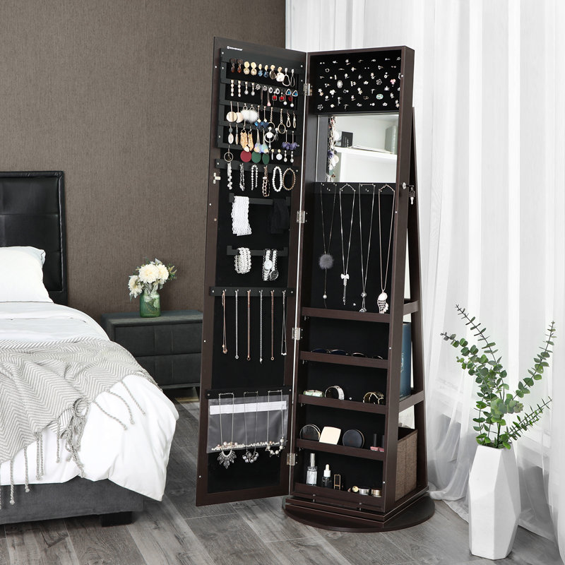 Ebern Designs Quakertown 360 Rotatable Freestanding Jewelry Armoire With Mirror Reviews Wayfair