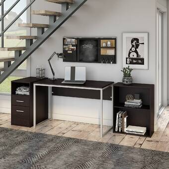 Symple Stuff Hesse Small Desk Bookcase And Filing Cabinet Set