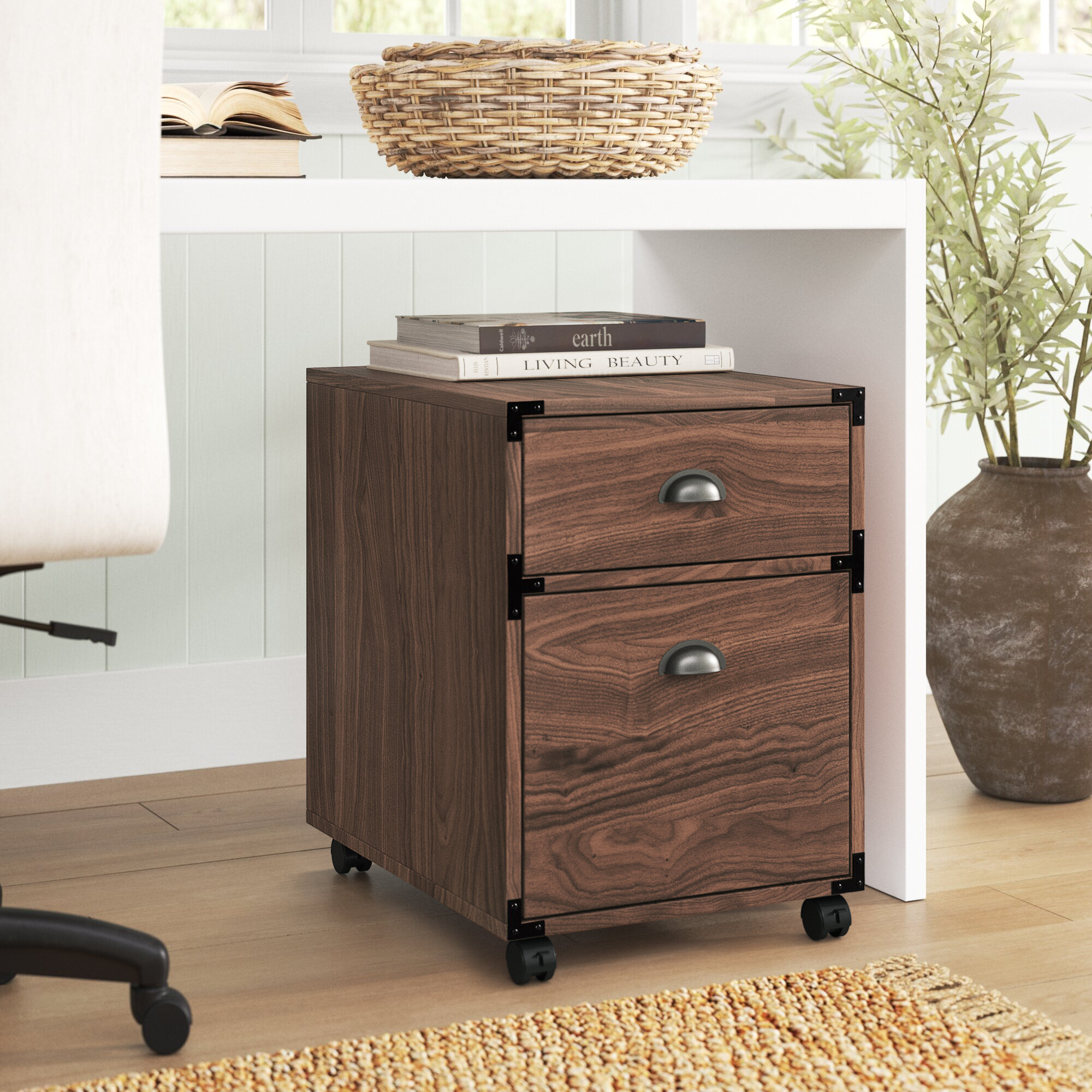 2 Drawer Wood File Cabinet Low Under Desk Filing Small Vertical Organizer Best 