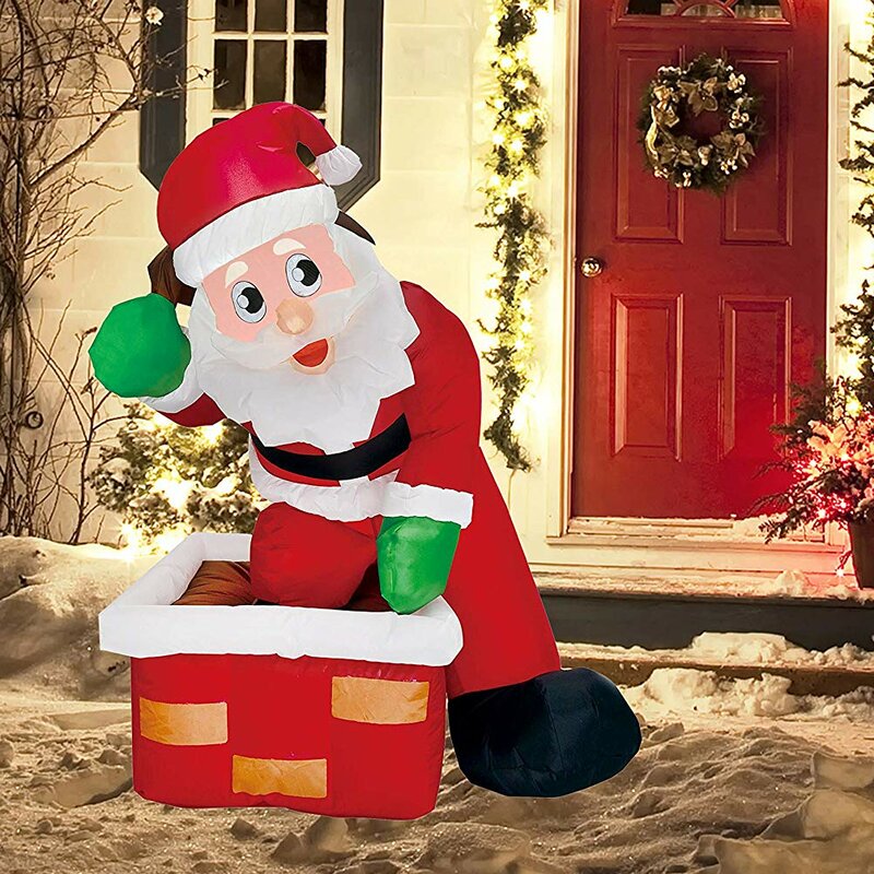 The Holiday Aisle® Christmas Rooftop Santa Inflatable & Reviews | Wayfair