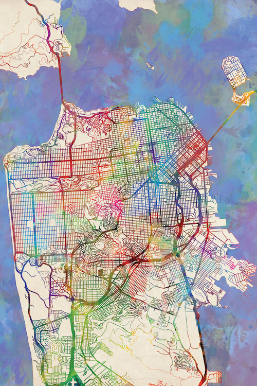 East Urban Home Urban Rainbow Street Map Series San Francisco