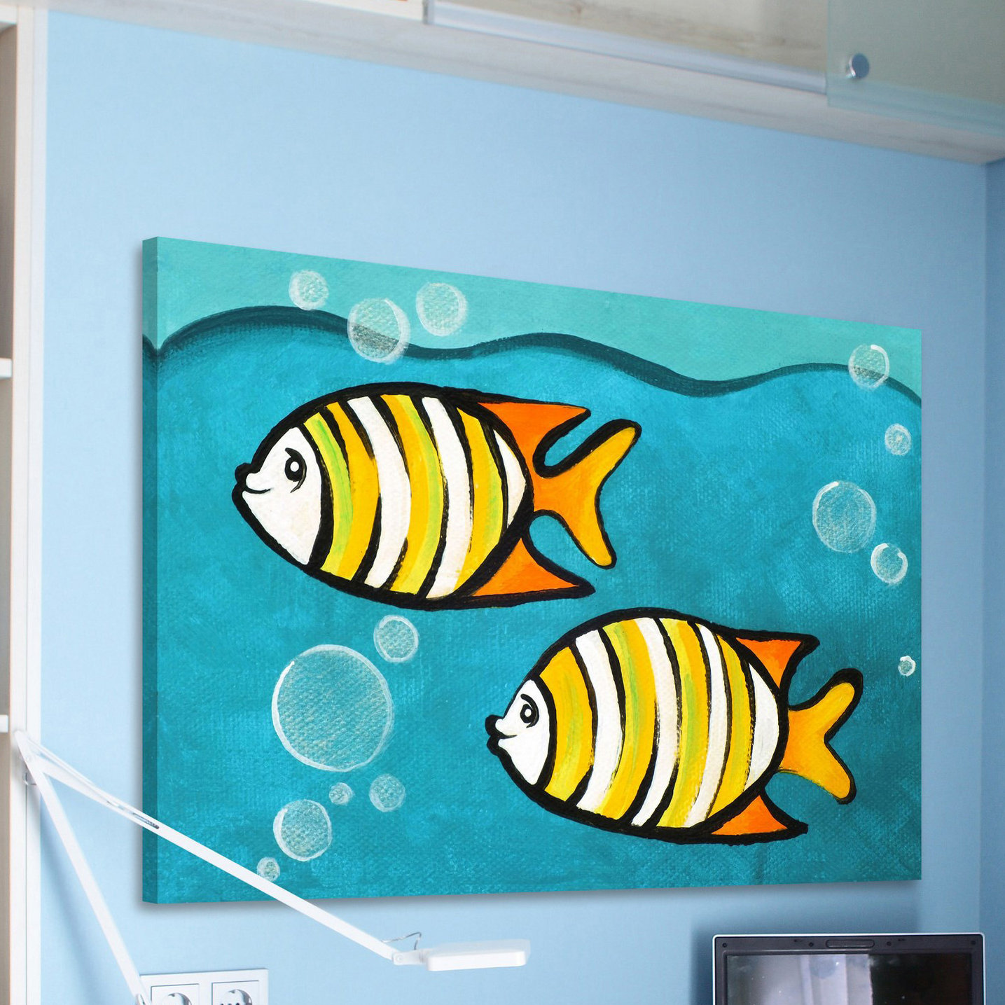 Marmont Hill 'Two Fish' by Nicola Joyner Painting Print Canvas Art | Wayfair