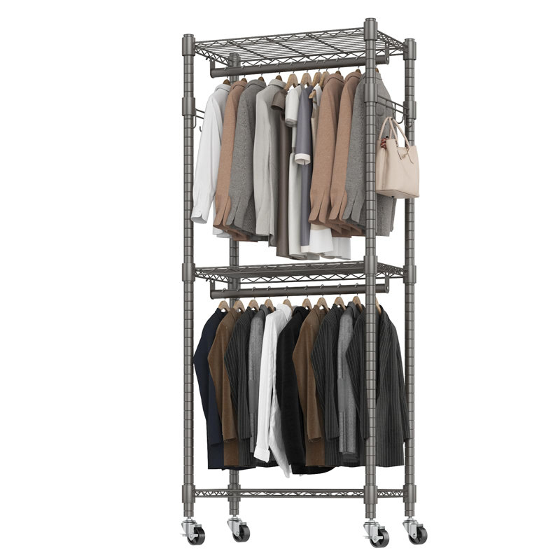 Hico 24'' Metal Rolling Clothing Rack Color: Gray