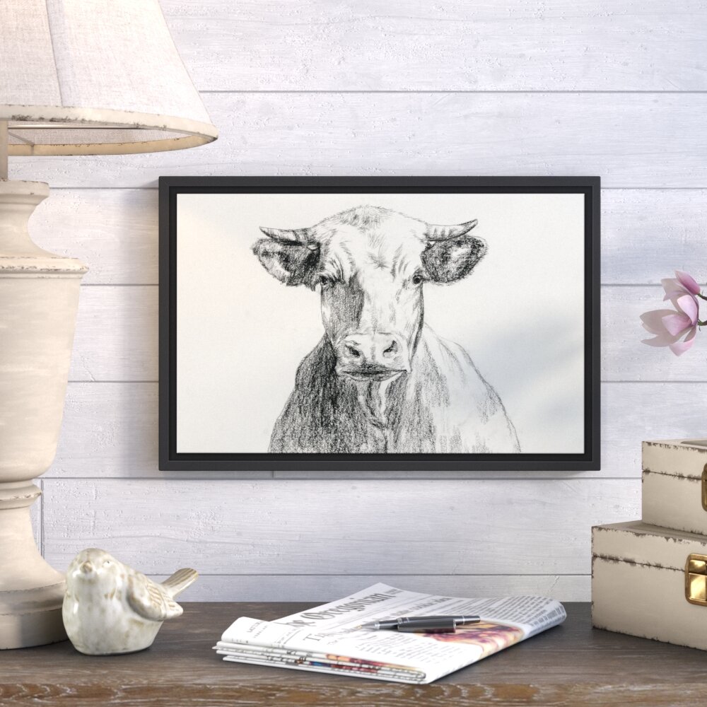 August Grove Farmhouse Cow Sketch Drawing Print On Canvas Wayfair