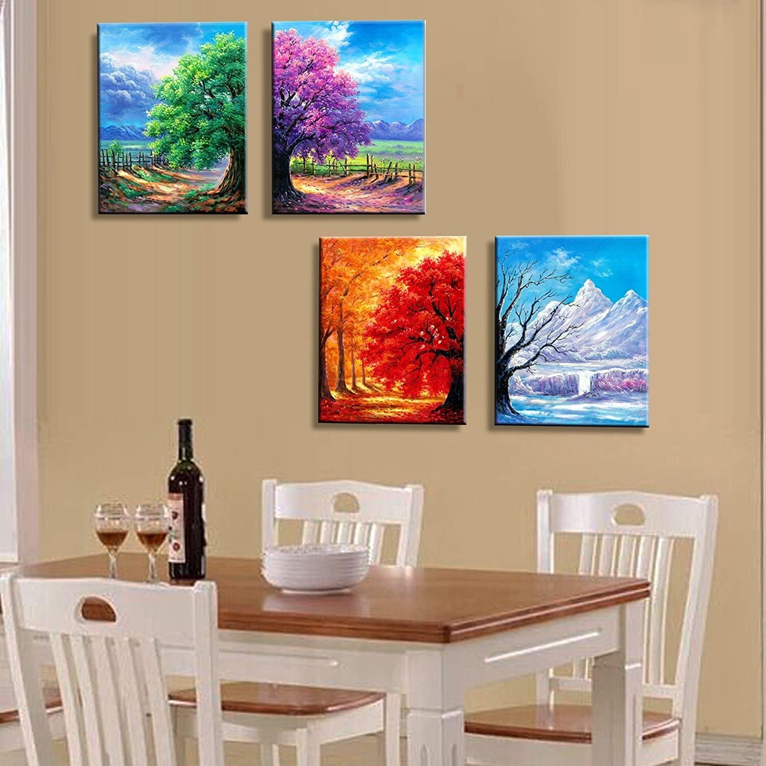 Art Spring Color Modern 4 Piece Giclee Canvas Prints Artwork 4 Panels Landscape 