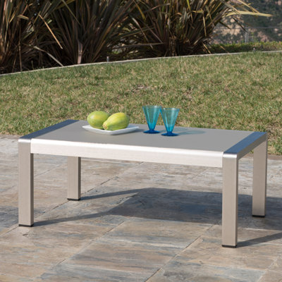 Wade Logan Durbin Outdoor Aluminum Coffee Table Reviews Wayfair Durbin Outdoor Aluminum Coffee Table