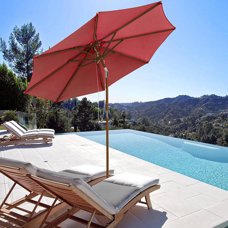 Freeport Park Wood Patio Umbrella Outdoor Market Table 8 Ribs Umbrella Sunbrella With Tilt Backyard Garden Parasol Wayfair Ca