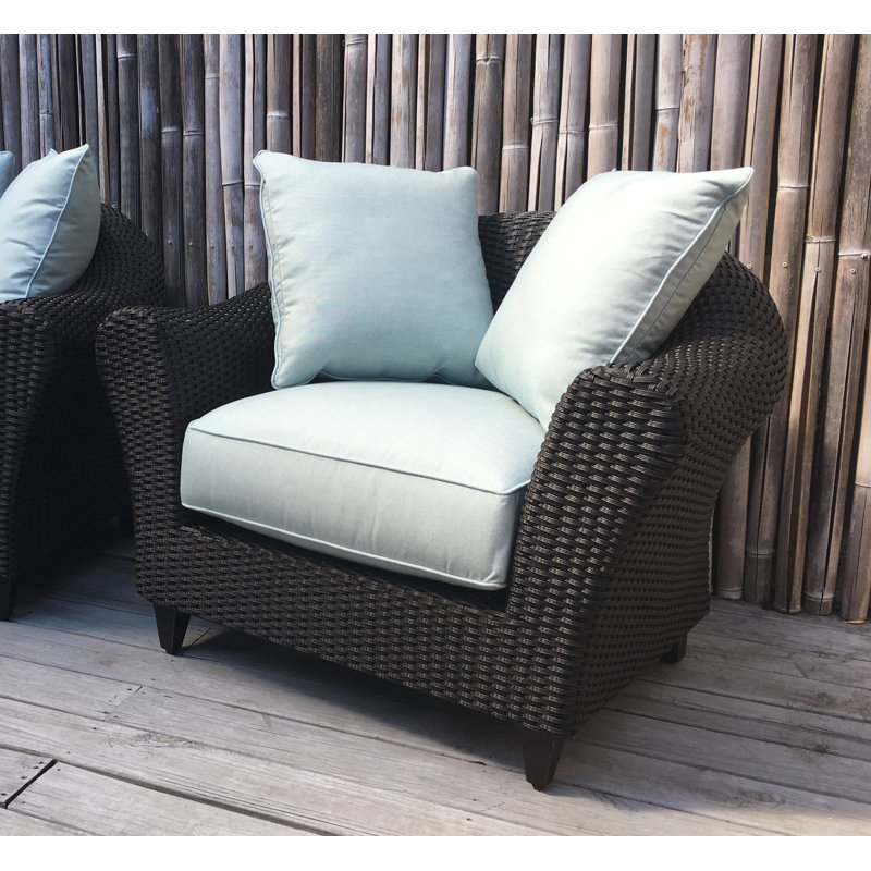 Darby Home Co Vickey Outdoor Wicker Patio Chair With Sunbrella Cushions Wayfair
