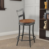 Kinsley Wood & Metal Counter Height Swivel Bar Stool (Set of 2) by 17 Stories