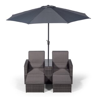 Duenweg 2 Seater Conversation Set With Cushions And Parasol By Mercury Row
