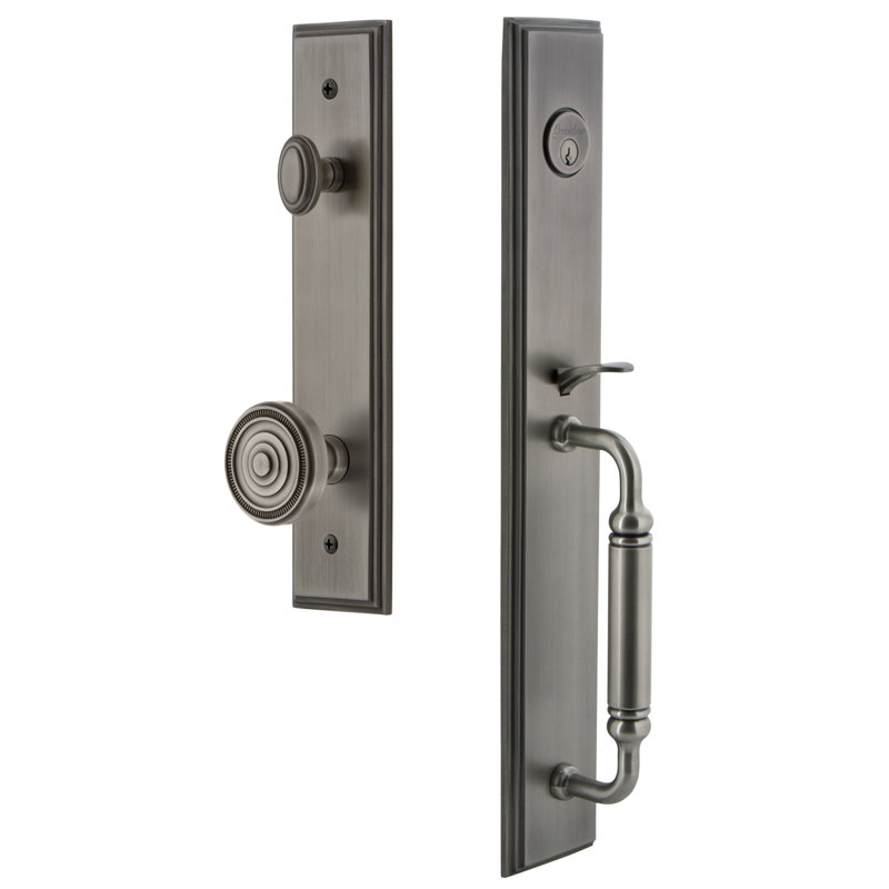 Grandeur Carre Handleset With Single Cylinder Deadbolt And Door