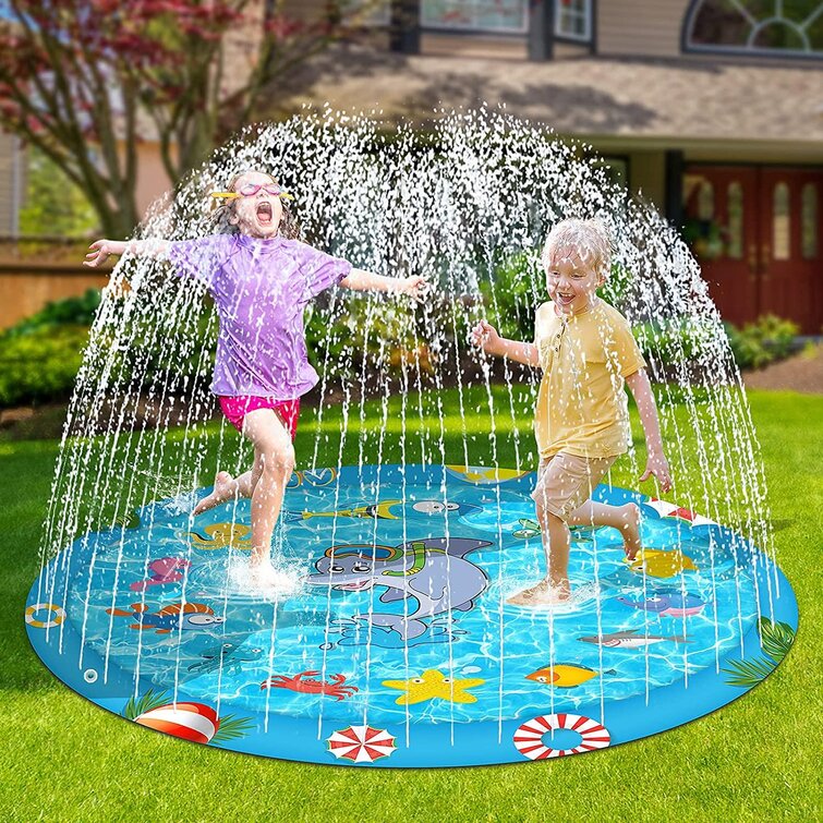68 Splash Pad,Childrens Wading Pool,Sprinkler Toddler Toys Summer Inflatale Water Toys Outdoor Water Table Swimming Pool for Babies and Toddlers 3 in 1 Baby Pool