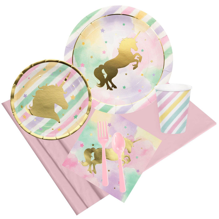 Na 57 Piece Unicorn Sparkle Paper Disposable Party Supplies Set